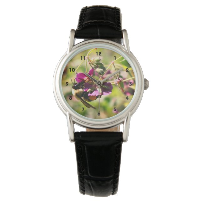 Montre Bumble Bee On Rose Flower Close Up (devant)