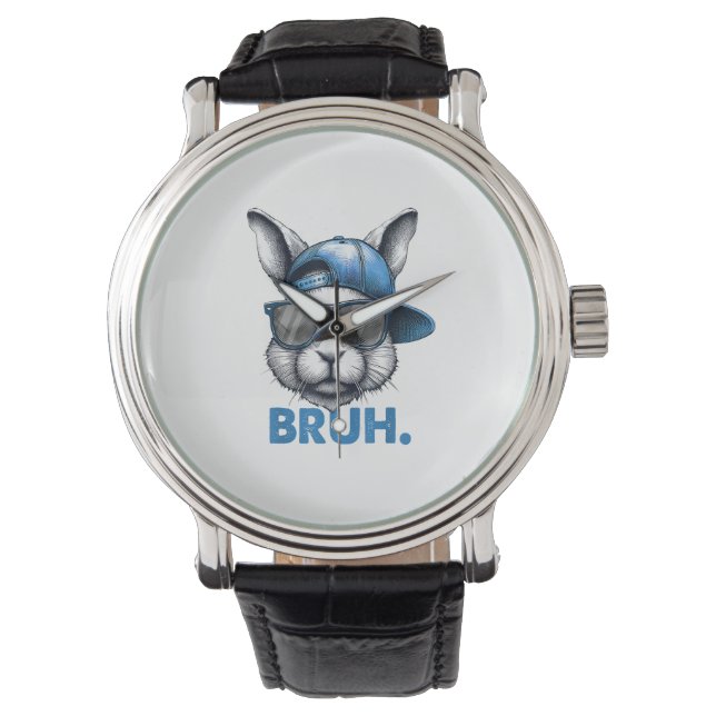 Montre Bunny Face Bruh Mème Drôle Dire Bro Salutation Eas (devant)