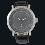 Montre Bureau orthodontiste simple et personnalisé en gri<br><div class="desc">Une façon professionnelle de promouvoir votre entreprise sans même essayer. Un design simple avec du texte en haut et en bas. Ajoutez le nom de votre cabinet en haut et un court slogan ou une phrase accrocheuse sur votre métier de dentiste. Sur un arrière - plan gris, c'est une belle...</div>