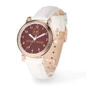 Montre Burgundy Vintage style Monogram Couple names  (Angle)