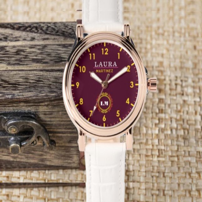 Montre Burgundy woman monogram custom (Créateur téléchargé)