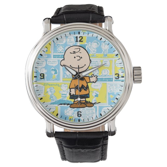 Montre cacahuètes | Charlie Brown Motif de bande dessinée (devant)