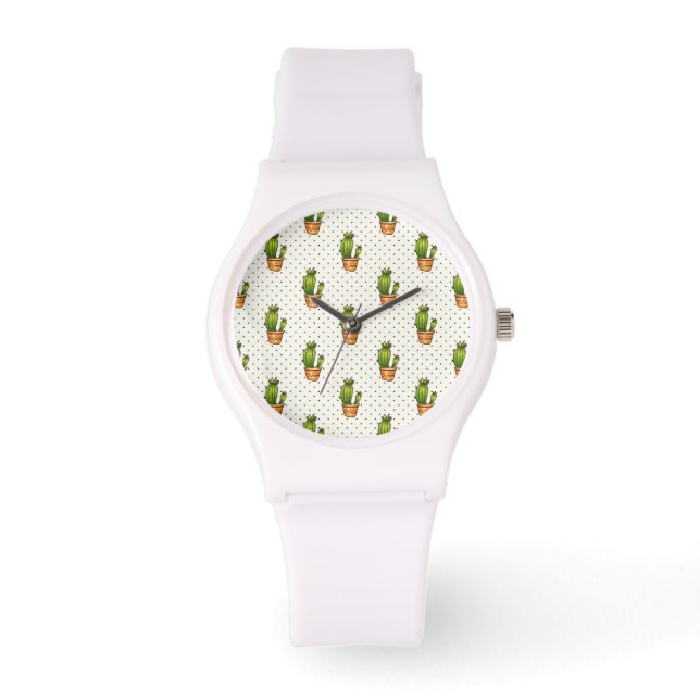 Montre Cactus et Motif de point de polk Succulent (Recto)