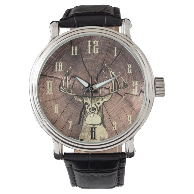 Montre Cadeau blanc de la faune de cerfs (devant)