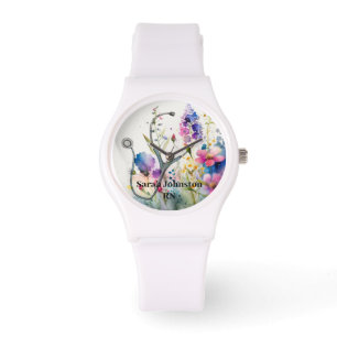 Montre Cadeau de l'infirmière de la fleur de printemps pe