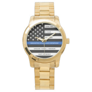 Montre Cadeau de retraite de la police Léger Ligne Bleue