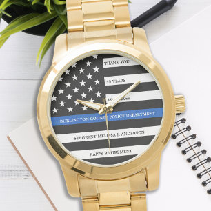 Montre Cadeau de retraite de la police Léger Ligne Bleue