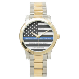 Montre Cadeau de retraite de l'agent de police Ligne bleu