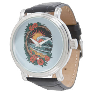 Montre Cadeau de vacances au coucher du soleil pour amate