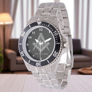 Montre Cadeau Freemason personnalisé Carré Compass Masoni