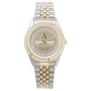 Montre Cadeau personnalisé en or avec monogramme pour mar