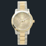 Montre Cadeau pour le 50e anniversaire du Mariage<br><div class="desc">Commémorez votre 50e anniversaire de mariage avec ce design élégant,  un mandala de gol orné d'un arrière - plan d'or métallique Image. Ils sont ornés de diamants blancs - texte personnalisable en or dans un cercle doré brillant.</div>