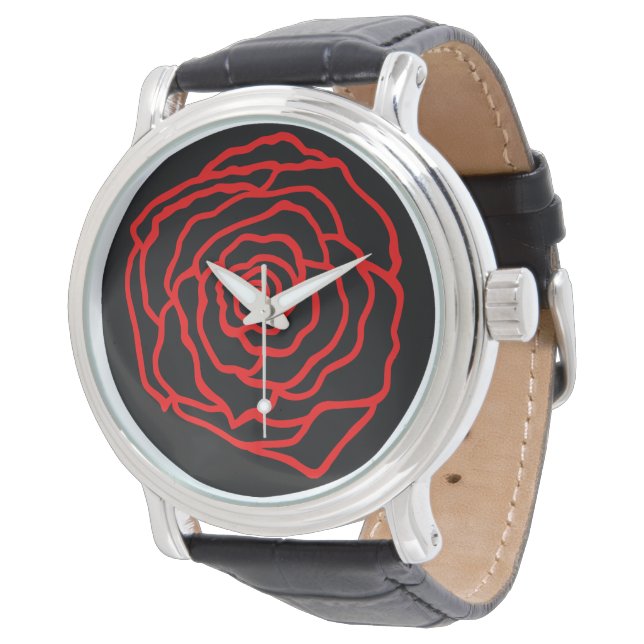 Montre Cadeau Rose Rouge Rétro (Incliné)