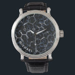 Montre Cadeaux de chimie de formule chimique personnalisé<br><div class="desc">Idées-cadeaux de chimie - Cadeaux sur mesure pour les enseignants/étudiants en chimie et les chimistes. Le texte peut être modifié ainsi que la couleur arrière - plan (actuellement en noir). **Pour modifier le texte, utilisez l'option personnaliser. Pour des modifications plus étendues du texte, telles que des modifications de la couleur...</div>
