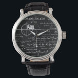 Montre Cadeaux de physique personnalisés pour les physici<br><div class="desc">Vous n'êtes pas sûr de savoir ce qu'il vous faut pour le fan de physique de votre vie ? C'est une idée géniale avec un design cool de diagrammes et de formules de physique soignées avec un espace pour votre personnalisation. Ajoutez le nom/les initiales/les monogrammes ou supprimez si vous le...</div>