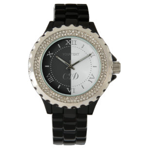 Montre Cadran à moitié noir et à moitié blanc
