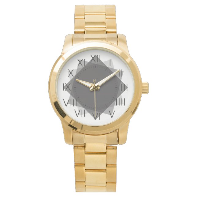 Montre cadran cadran gris rectangles chiffres romains (devant)