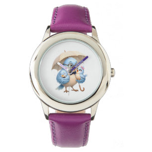 Montre Cadran Papa Oiseau Famille Artwork