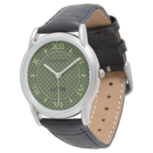 Montre Cadran personnalisé de fibre de carbone de vert