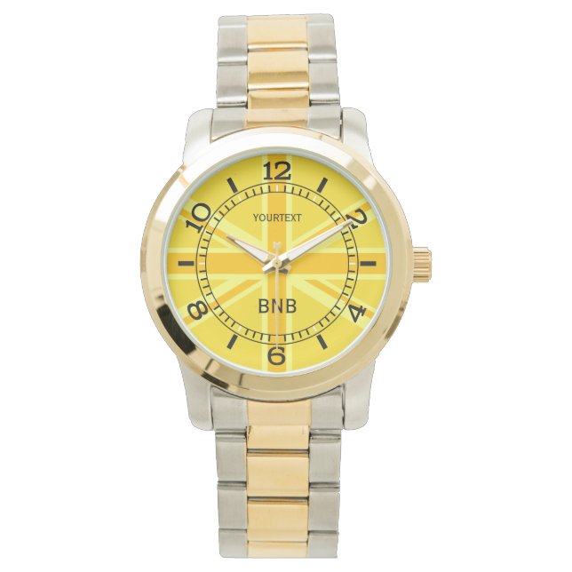 Montre Cadran personnalisé Yellow Union Jack British Flag (devant)