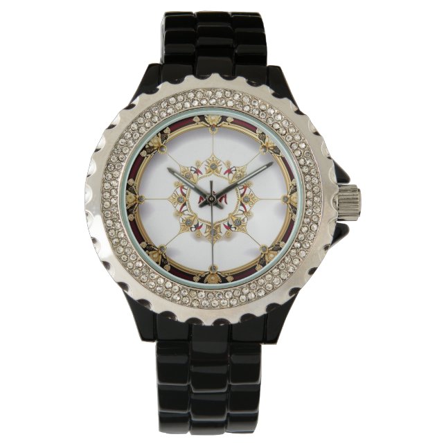 Montre Cadre circulaire doré élégant (devant)