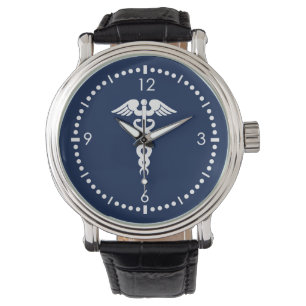 Montre Caducée sur l'arrière - plan bleu
