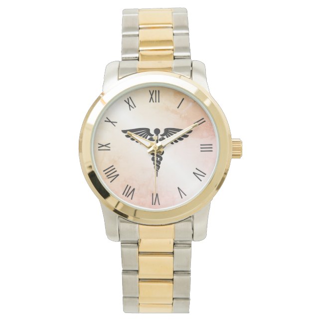 Montre Caduceus Médicale Look de marbre rustique (devant)