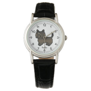 Montre Cairn Terrier Brun foncé Chien mignon & Nom person
