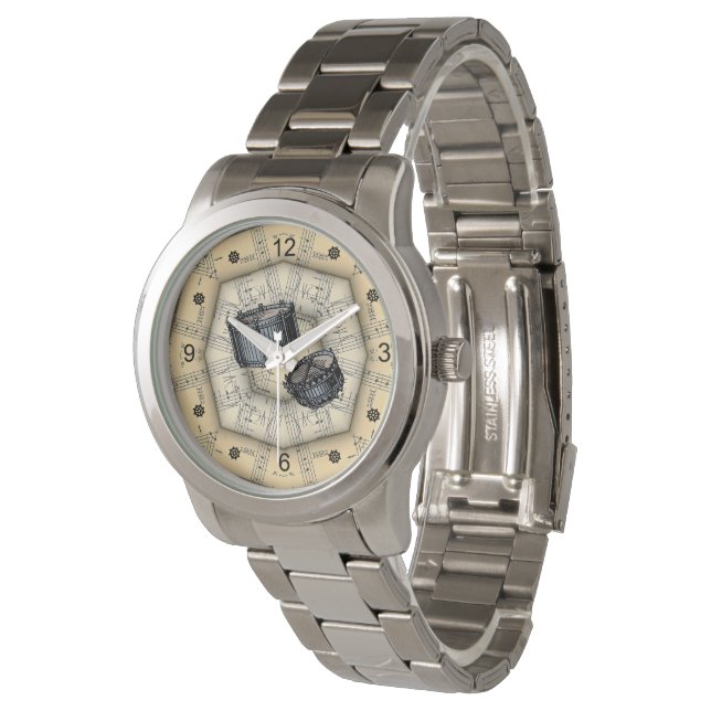 Montre Caisses Claires ~ Conception Musicale Étrange ~ Un (Incliné)
