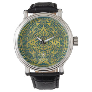 Montre Calendrier maya d'Inca aztèque d'or