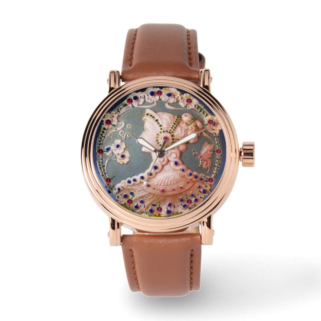 MONTRE CAMEO ANTIQUE / DAME AVEC BOUTEILLE ET FLEURS (Recto)