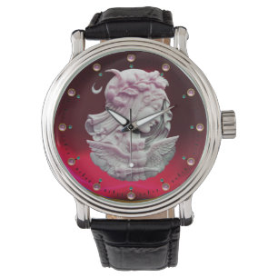 MONTRE CAMEO ANTIQUE, DAME DE LUNE DE NUIT AVEC OWL