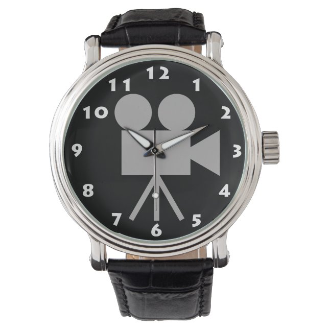 MONTRE CAMÉRA STYLISÉE DE FILM RÉTRO AVEC NUMÉRO BLANC (devant)