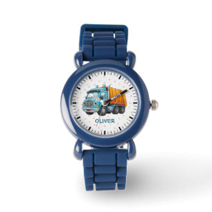 Montre Camion à benne bleu jaune drôle