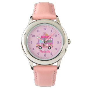 Montre Camion De Crème De Glace Rose Sucrée Pour Filles