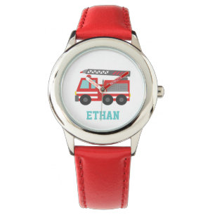 Montre Camion de pompiers rouge mignon pour garçons, Nom