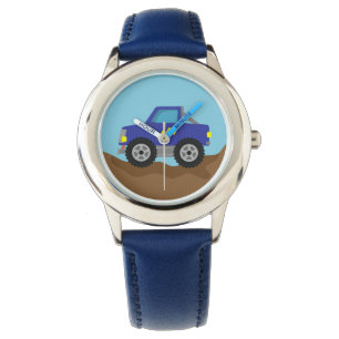 Montre Camion Monstre Bleu de Course, pour Garçons