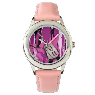 Montre Camo rose avec balises Chien