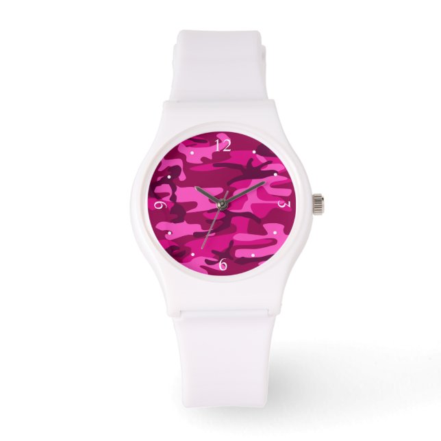Montre Camouflage Camouflage Fuchsia rose chaud Motif (Recto)