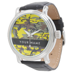 Montre Camouflage Jaune et Marron Personnalisez votre nom