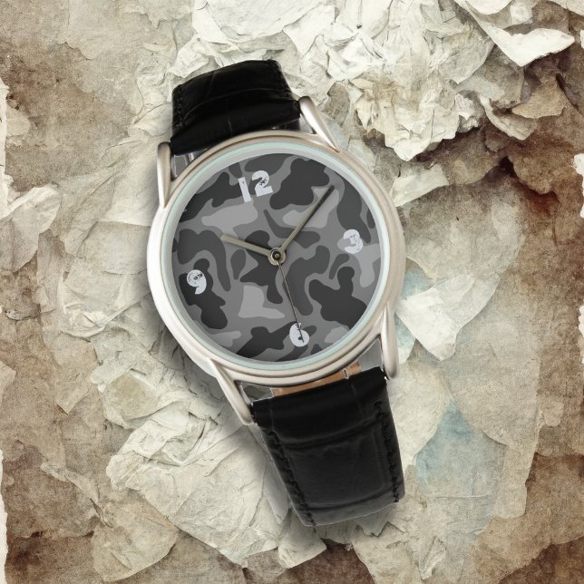 Montre camouflage noir pour garçons numérotée (Créateur téléchargé)