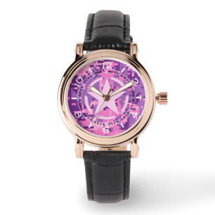 Montre Camouflage numérique rose chaud fillette