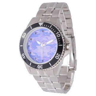 Montre Camouflage Pastel Bleu Motif Abstrait Homme