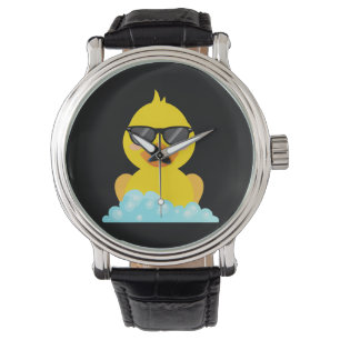 Montre Canard en caoutchouc jaune avec lunettes de soleil
