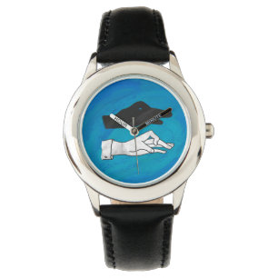 Montre Canard noir sur bleu
