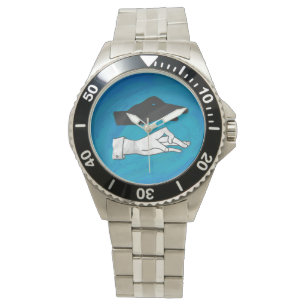 Montre Canard ombre sur fond bleu