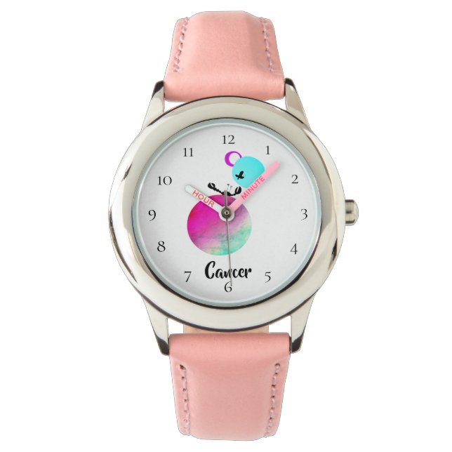 Montre *~* Cancer mignon Zodiac Funny Silly Rose (devant)