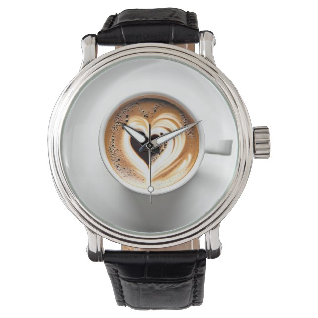 Montre Cappuccino Du Coeur En Coupe De Café Blanc (devant)