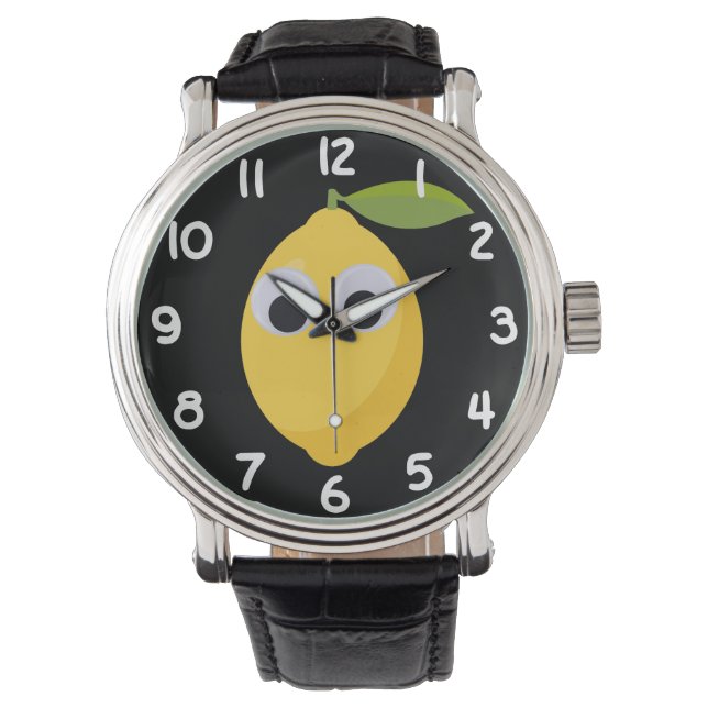 Montre Caractère citron mignon avec yeux googly (devant)