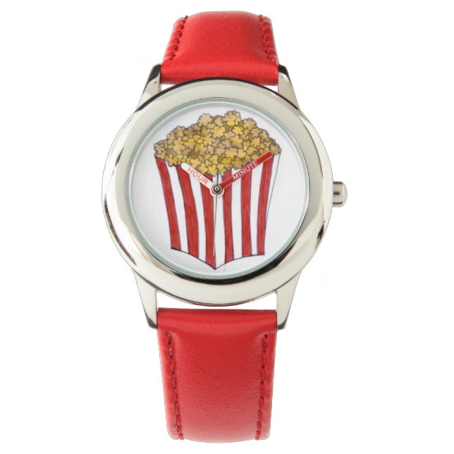 Montre Caramel rouge blanc rayé Corn Popcorn Regarder ali (devant)